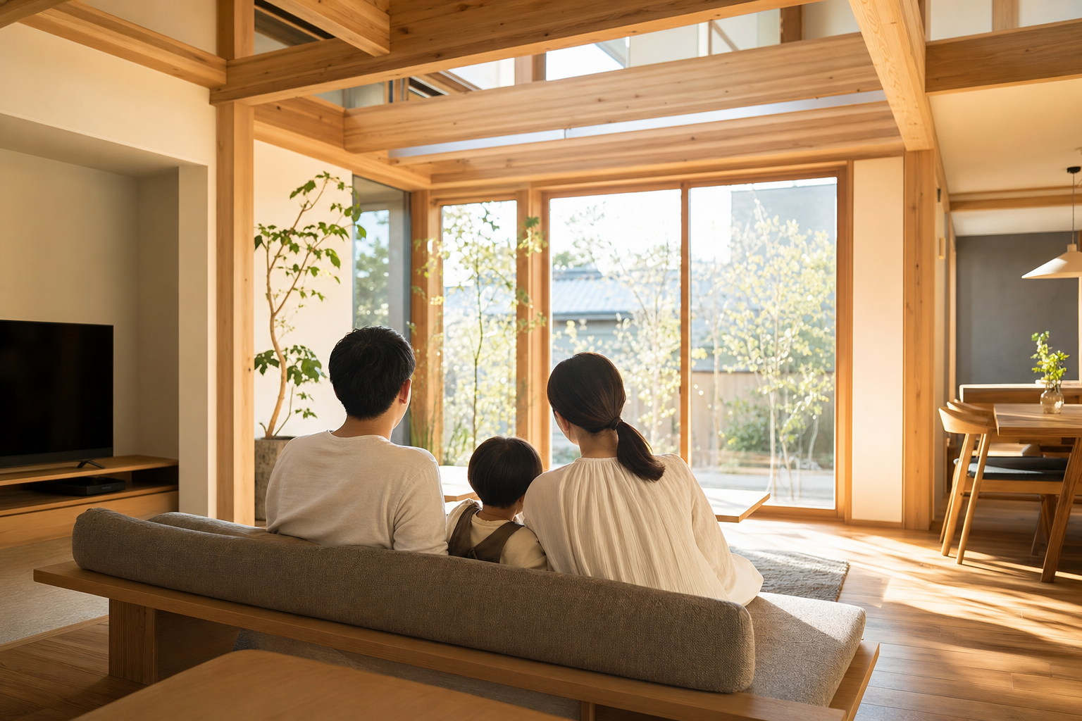 家族と室内のサンプル画像