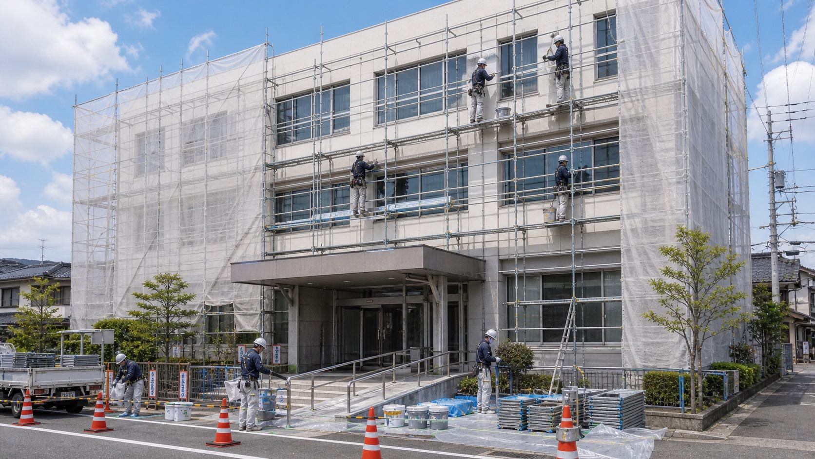 路面標示工事の施工例